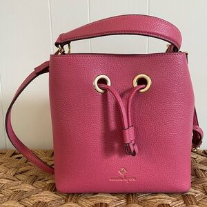 Pink Vegan Leather Bucket Bag